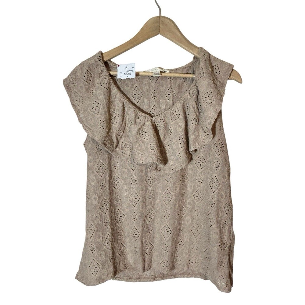 French Laundry Women's Sleeveleses Lace Top - tan - Size Medium NWT